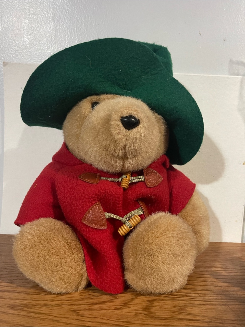 Classic Bear Plush in Red Coat and Green Hat - Kids Toy